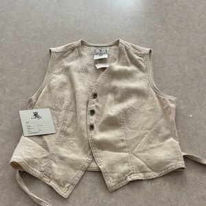 Women's Cream Button-Up sleeveless vest